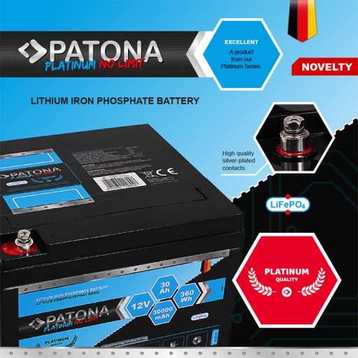 Akumulator LiFePO4 PATONA 12V 30Ah 360Wh 30.000mAh