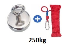 Магнитный держатель Неодимовый КРЮК 250кг + Веревка + Карабин