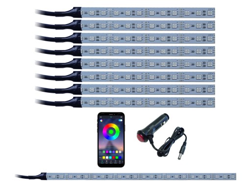 Освещение салона автомобиля RGB 8x12LED BLUETOOTH
