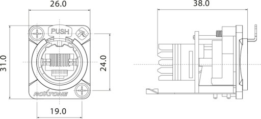 Гнездо для монтажа на панели RJ45 LAN Разъем CAT5e под пайку RE8FD5I