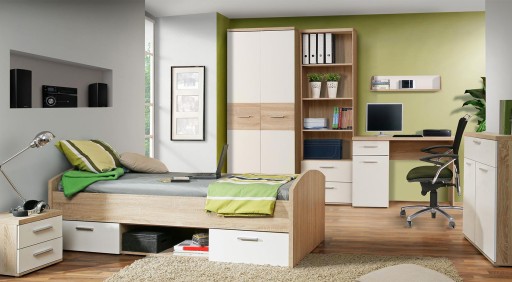 Forte WINNIE WNB935 молодежный письменный стол, дуб Сонома, белый, студия, офис