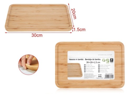 TACA PATERA BAMBUSOWA DO PODAWANIA SERWOWANIA JEDZENIA PROSTOKĄTNA 30x20cm