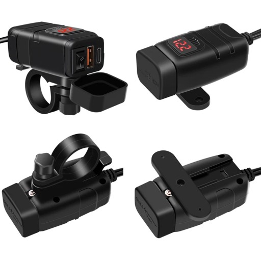 ЗАРЯДНОЕ УСТРОЙСТВО ДЛЯ МОТОЦИКЛА ВОЛЬТМЕТР USB + USB-C тип C QC 3.0