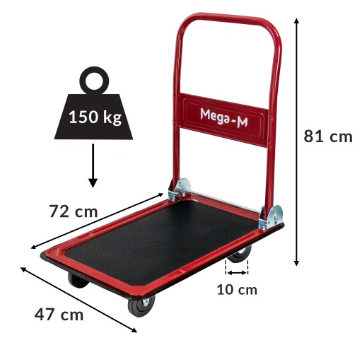 Wózek transportowy platformowy magazynowy 150KG KOŁA NA ŁOŻYSKACH