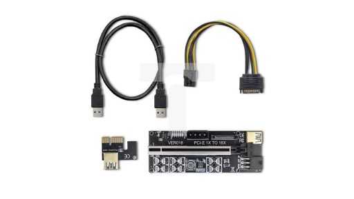 Qoltec Riser PCI-E 1x–16x USB 3.0 вер. 018 SATA/PCI-E 6-контактный