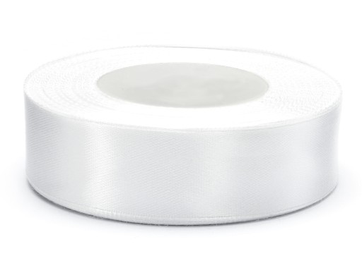 Wstążka satynowa biała 12mm Tasiemka 32m wstążki