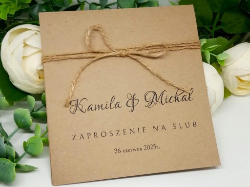 ZS11*2 E Zaproszenie na ślub ślubne ze sznureczkiem