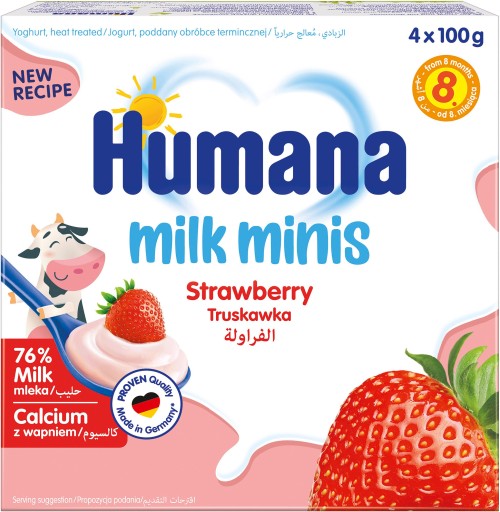 HUMANA DESEREK JOGURTOWY OD 8 MIESIĄCA O SMAKU TRUSKAWKOWYM 4x100G x6