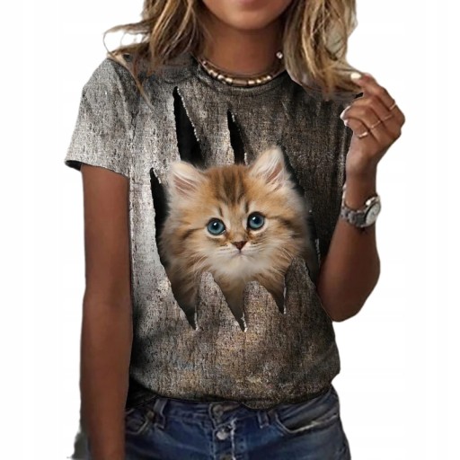 ФУТБОЛКА ЖЕНСКАЯ, ФУТБОЛКА С ПОЛНЫМ ПРИНТОМ 3D CAT