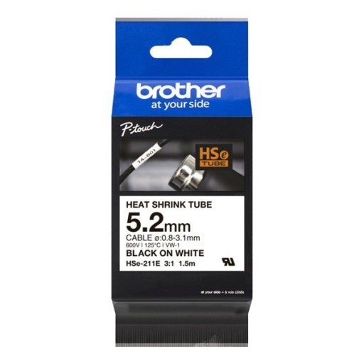 Оригинальная лента для принтера этикеток Brother, Brother, HSE-211E, черный провод