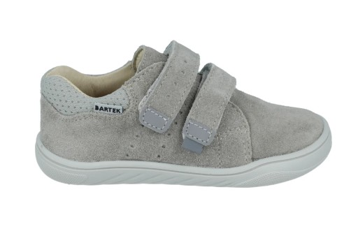 Кожаные туфли Barefoot Bartek 11041 на широкую ногу, серые на липучке, размер 26