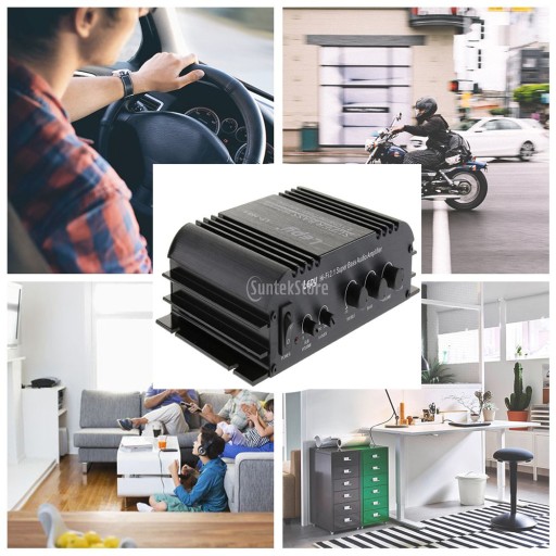 Wzmacniacz stereo audio DC 12V Mini 2x45W Regulacja głośności