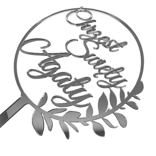 Серебряный именной топпер для новорожденных NAME серебряное зеркало