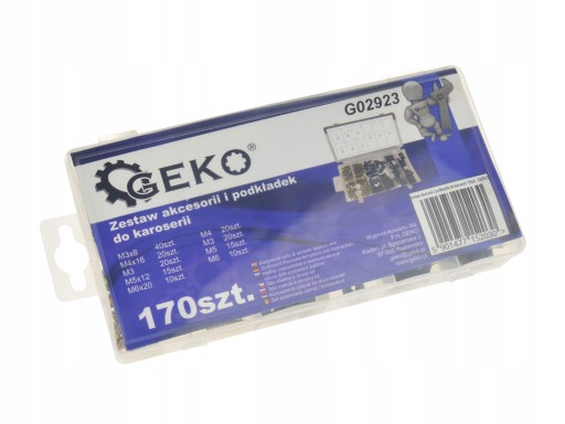 НАБОР АКСЕССУАРОВ И ПОДКЛАДОК ДЛЯ КУЗОВА GEKO 170 ШТ. СОРТЕР G02923