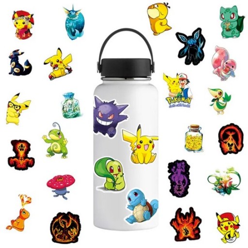 50 SZT. NAKLEJKI POKEMON PIKACHU WODOODPORNE NA ŚCIANĘ ZESZYT TABLET