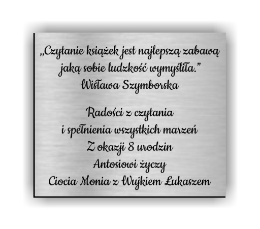 Grawerowana dedykacja do książki albumu Komunia