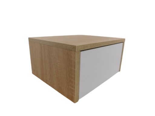 WISZĄCA SZAFKA NOCNA szuflada ścienna DĄB SONOMA + FRONT BIAŁY MONA 40 cm