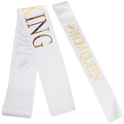 Бронзирующие ленты для костюмов Prom Queen Sash Care белого цвета
