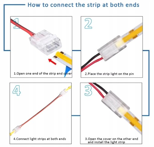 LED COB 8 мм IP20 ANGLE CONNECTOR с проводником