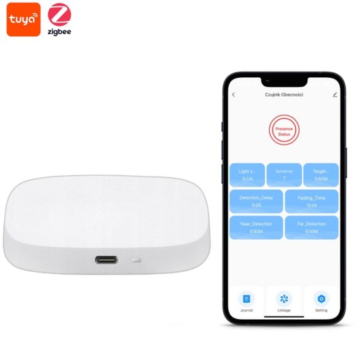 Czujnik Ruchu Obecności TUYA ZigBee Ścienny USB C Do Garażu Korytarza