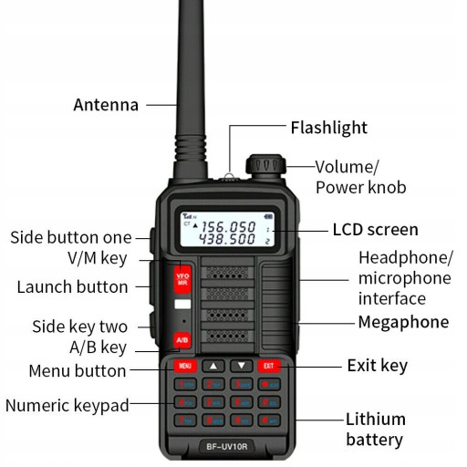 Рация Baofeng UV-10R 10 Вт 4800 мАч черная