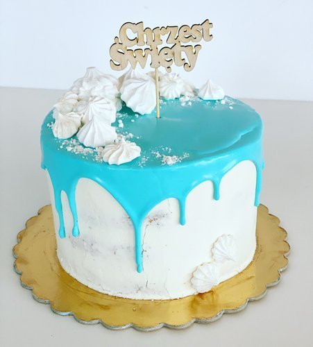 Topper drewniany na tort Chrzest Święty 14x12cm