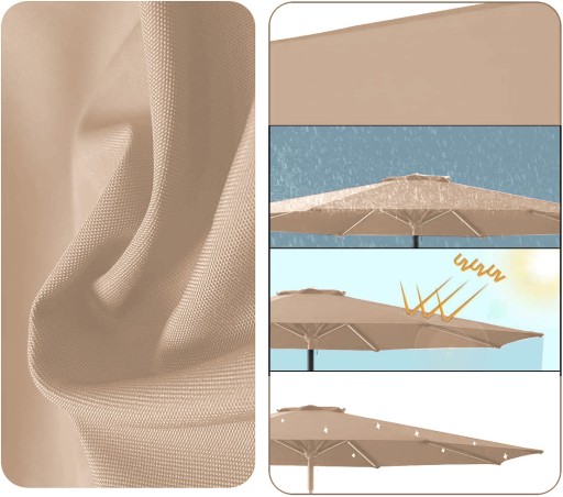 Wodoodporny Poszycie parasola ogrodowego 8 ramion 300cm brązowy