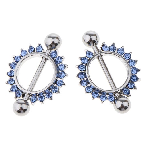 2 szt. Zawieszka na sutki Mamilo Pierścionki Piercing 4 Style Kwiat Niebieski Rhinestone