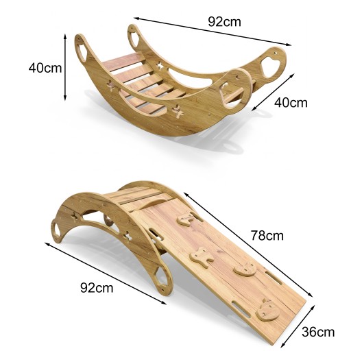 Качалка Монтессори «5 в 1»: письменный стол, стул, лестница для лазания, Wood Style