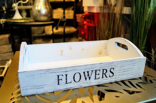 TACA DREWNIANA FLOWERS 29X19CM
