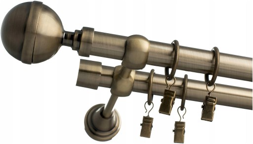 KARNISZ PODWÓJNY ZŁOTY ANTYK 19+19mm 440cm WZORY