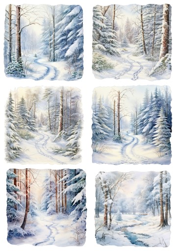 Классическая бумага A4 Decoupage Artando Winter View Leazcop Las Winter Trees
