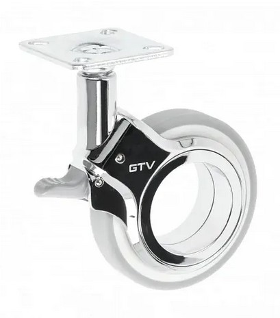 PREMIUM Kółko meblowe rolka GIRA GTV CHROM fi 60 SZARY h-94,5 mm z hamulcem
