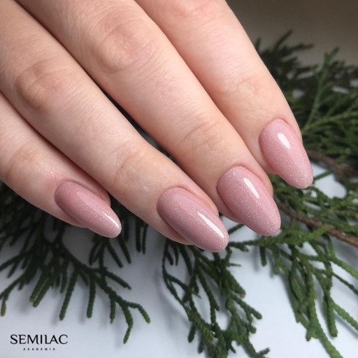 Semilac 320 Shimmer Dust Beige Бежевый гибридный лак для ногтей с частицами SEOL