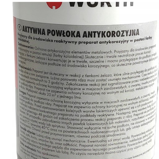 Środek Do Konserwacji Podwozia Aktywna Powłoka Preparat Ochronny WURTH 1l
