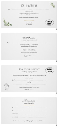 50 szt. boho vouchery bony karty podarunkowe LOGO