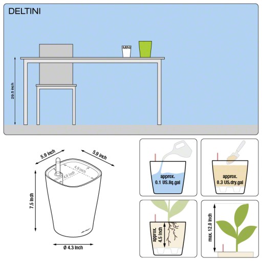 Цветочный горшок Deltini 14 серо-коричневый глянец Lechuza