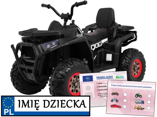 duży QUAD ATV Desert DLA DZIECI napęd 4x4 prawo jazdy TABLICA Z IMIENIEM