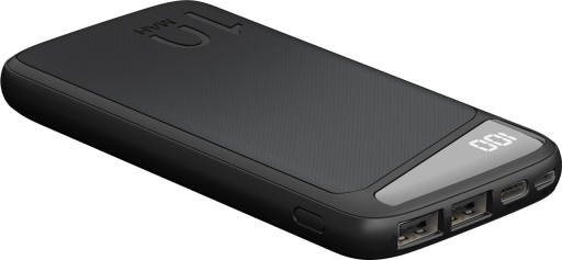 Powerbank для зарядки 10 000 мАч LED тонкий черный