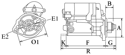 Стартер двигателя D722-E - KUBOTA, DOOSAN, MANITOU, TAKEUCHI, TEREX, VOLVO
