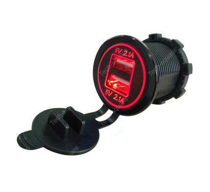 Gniazdo montażowe USB x2 4200mA 12-24V CZERWONE