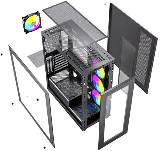 ЧЕРНЫЙ ИГРОВОЙ ЕМКОСТЬ ЦВЕТНАЯ RGB ВЕНТИЛЯТОРЫ ОКНО РАСШИРЕННЫЙ ATX