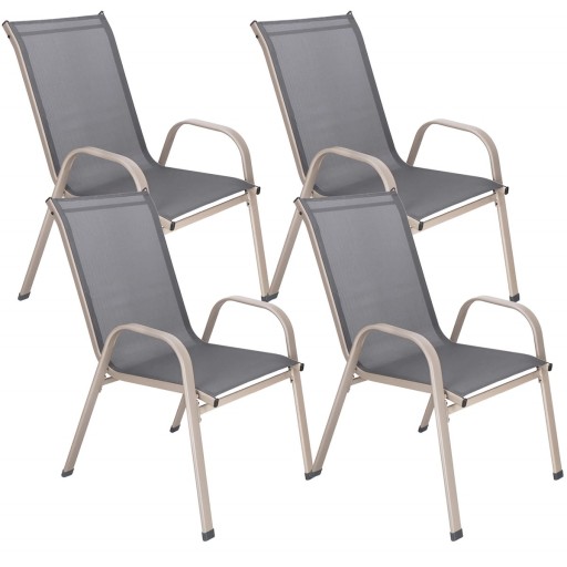 4 шт. САДОВЫЙ СТУЛ БАЛКОННЫЙ СТУЛ ДЛЯ ТЕРРАСЫ GARDEN STRONG GREY КОМПЛЕКТ