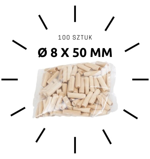 100 x Дюбель мебельный из бука Ø 8 x 50 мм