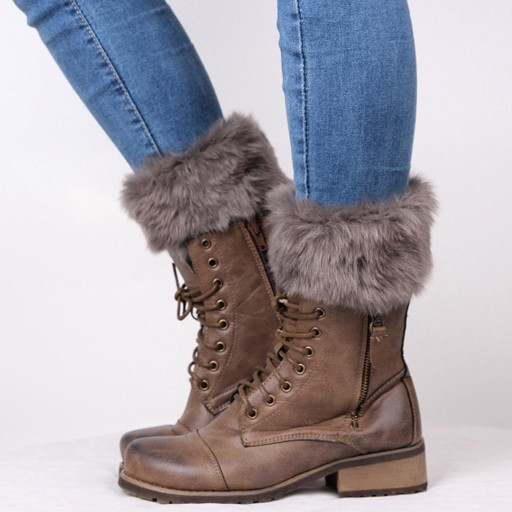 Zimowe ocieplacze na nogi Buty z dzianiny Buty Mankiety Rękawy Toppers Głęboki szary