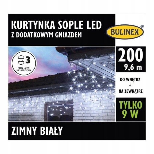 BULINEX CURTAIN ICILS LED 200L D/G холодный/белый, черный кабель