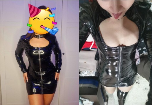 Seksowna SUKIENKA MINI EROTYCZNA CZARNA Bielizna SKÓRZANA NOCNA SEXY r. XL