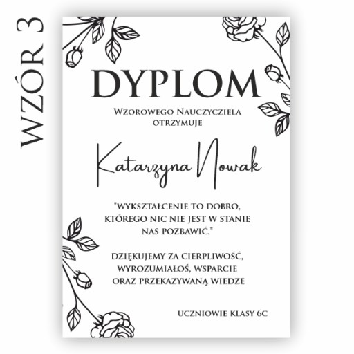 Dyplom Certyfikat dzień Nauczyciela A4 złocenie