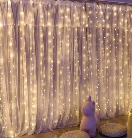 KURTYNA LED GIRLANDA 3X3 DRUCIK 300LED BIAŁA CIEPŁ