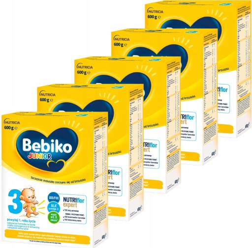 BEBIKO JUNIOR 3 NUTRIFLOR EXPERT МОЛОКО ДЛЯ ДЕТЕЙ С 1 ГОДА 5 X 600 Г
